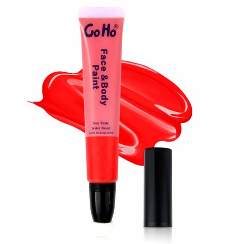 Go Ho Red Face Paint Stick,Water Based Cream Red Body Paint Washable,Face Paint Kit Full Covers Oil-Free,Halloween Cosplay SFX Red Devil Clown Makeup