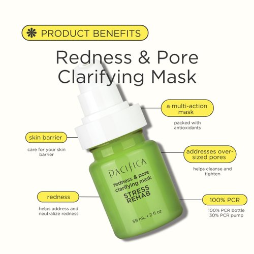 Pacifica Stress Rehab Redness and Pore Clarifying Face Mask, Designed to Address & Neutralize Redness, Vegan & Cruelty-Free, 2 Fl Oz
