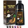 MOISTAR Dark Brown Hair Dye Shampoo 3 in 1 Shampoo para canas mujer for Gray Hair Coverage Hair Color Shampoo for Women and Men Instant Herbal Ingredients - Long Lasting 500ML