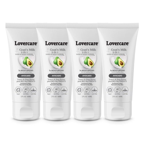 Lover's Care 4-PACK Goat Milk Body Lotion for Dry Skin 2 oz (60 ml) Avocado Pack of 4
