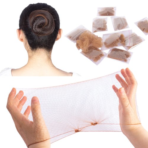 WeKen Brown Hair Net 24Pcs Individual Package 20" Invisible Elastic Edge Mesh Bun Hair Nets for Food Service Ballet Bun Women Sleeping and Wig