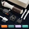 Travel Dual Voltage Hair Dryer Brush 4-IN-1 Portable Mini Hot Air Blow Dryer Straightener & Curler Brush, Titanium Round Blowout Styler Volumizer Tools, 110/240V US/EU/UK Plug for International Travel