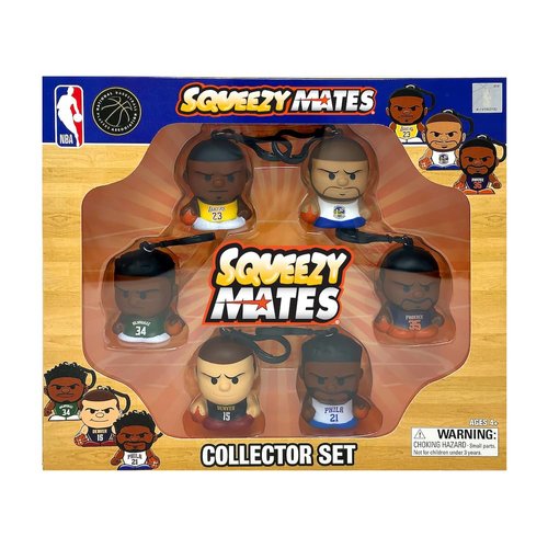 Party Animal Squeezymates NBA 2024 Series 4 Collector Box Set, 6 Figures, 2 1/2 Inch Tall, Team Colors, Small