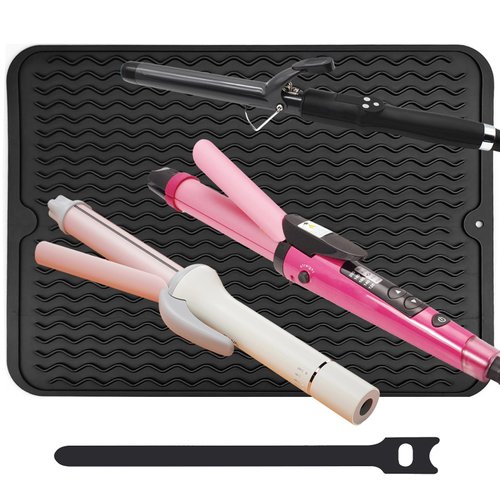 Heat Mat for Curling Iron, Oversize Silicone Resistant Mat for Hair Tools, Hot Pad for Hair Straightener, Flat Irons and Hot Hair Styling Tools Home Travel Gym Salon (15.7" x 11.8")