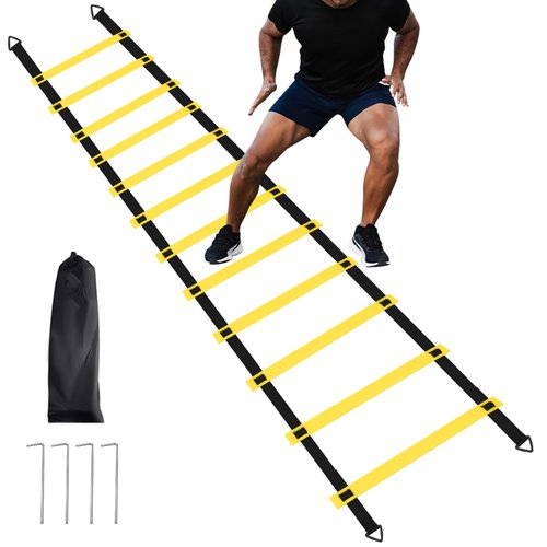 1/2/4 Pack 12 Rungs Agility Ladder Set, Agility Ladder Set, Speed Training Ladder with Steel Stakes and Carry Bag for Soccer, Speed Fitness Feet Training (1 Pack, 12 Rungs)