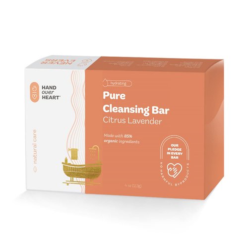 Hand over Heart Plant Derived Citrus Lavender Cleansing Bar Soap - Aromatherapy Herbal Soap - Contains Organic Essential Oils, Cleanses and Hydrates Skin, Refreshing Scent Soothes, Calms and Relaxes