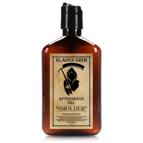 The Blades Grim – Aftershave Gel, Handmade in the USA (Smolder, 8.45oz)