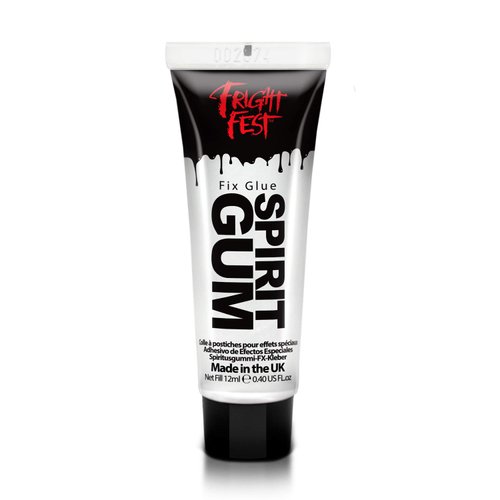 Mastix Spirit Gum Glue Adhesive 12ml Cosmetic Grade by Fright Fest - Fix prosthetic, gems, glitter great glitter tattoo glue, body glue, hair bonding glue, wig glue, make up glue (12ml)