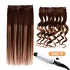 5 Pieces 18" Remy Clip in Hair Extensions Human Hair Chocolate Brown to Honey Blonde Highlight Brown Ombre - Silky Straight Short Thick Real Hair Extensions for Women (18 inches, (4T27) P4, 90grams)