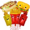 BBQ Party Balloons,5Pcs Food Themed Foil Balloons Hot Dog Hamburger Ketchup French fries Mustard Bottle for Picnic Snacks Baby Shower Birthday Party Decorations Supplies