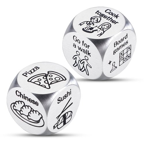 Boyfriend Valentines Gift Basket, 2PCS Food Activity Decision Dice, Valentines Day Gifts for Him Her, Date Night Gifts for Couples, Anniversary Wedding Gifts for Couples, Gag Gifts for Women Men