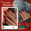 More Burgundy Press on Nails Medium Almond Fake Nails Press on Acrylic Nails Set,KQueenest Dark Red Stiletto Nails Glue on Nails Medium Length Gel False Nails Short Almond Nails UV Coating in 24PCS