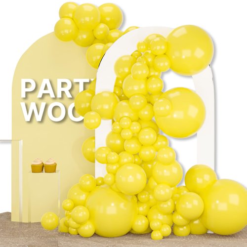 PartyWoo Yellow Balloons, 155 pcs Yellow Balloons Different Sizes Pack of 18 Inch 12 Inch 10 Inch 5 Inch for Balloon Garland or Arch as Birthday Decorations, Party Decorations, Wedding Decorations