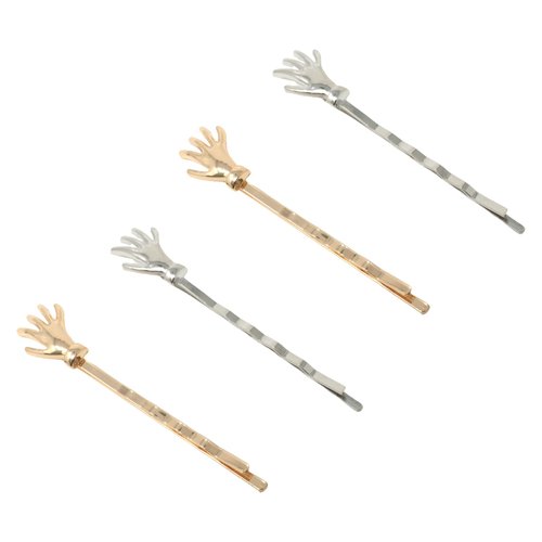 Honbay 4PCS Halloween Hair Accessories Metal Alloy Bobby Pins Small Hand Hair Clips Cute Spooky Skeleton Hands Hairpins Gothic Horror Punk Rock Hair Clips for Cosplay Costume Party Daily Use