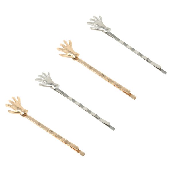 Honbay 4PCS Halloween Hair Accessories Metal Alloy Bobby Pins Small Hand Hair Clips Cute Spooky Skeleton Hands Hairpins Gothic Horror Punk Rock Hair Clips for Cosplay Costume Party Daily Use
