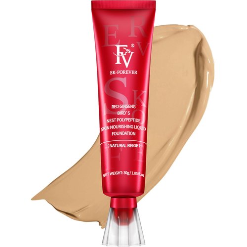FV Waterproof Liquid Foundation with Matte Finish, Lightweight, Oil-Free, Natural Look Makeup for Combination & Oily Skin, Light to Medium Coverage,Natural Beige, 1 fl. oz.