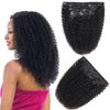 Jiarosi Kinky Curly Clip in Hair Extensions Real Human Hair 3C 4A Afro Curly Clip ins for Black Women Super Natural Soft Brazilian Remy Hair Curly Clip Ins Black Color 7 Pcs with 24 Clips 18 Inch
