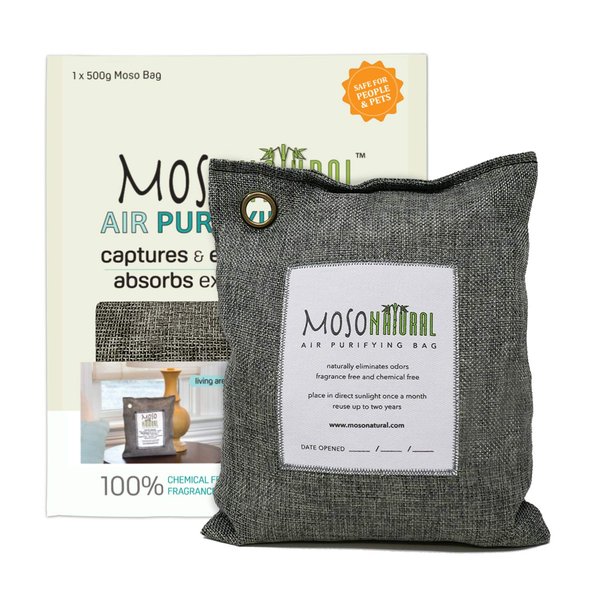 Moso Natural Air Purifying Bag 500g. A Scent Free Odor Eliminator for Kitchens, Bedrooms, Living Rooms, Pet Areas. Premium Moso Bamboo Charcoal Odor Absorber. Two Year Lifespan!