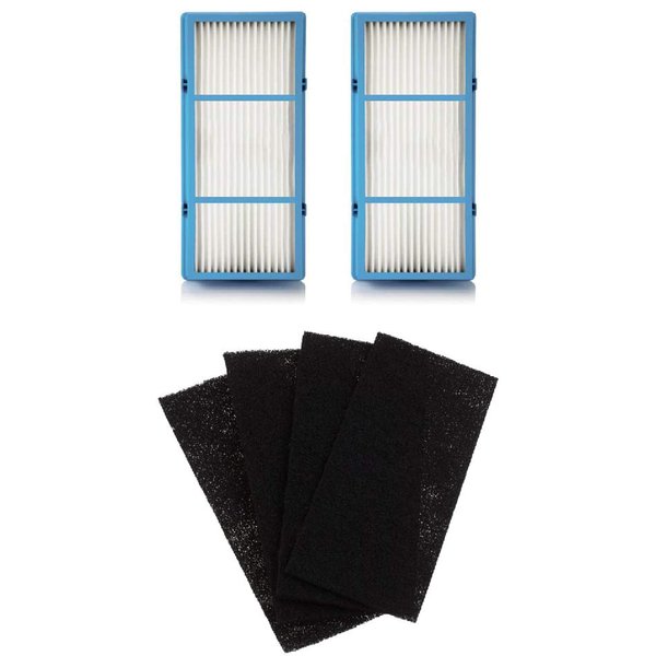 Nispira Total Air True HEPA Air Filter Replacement Carbon Compatible with Holmes AER1 Total Air Purifier HAPF30AT - 1.37” x 10” x 4.62” (2 HEPA Filters + 4 Carbon Filters)