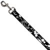 Dog Leash Splatter Black White 4 Feet Long 0.5 Inch Wide