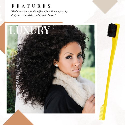 Geiserailie 3 Pcs Slick Back Hair Brush Set Bristle Hair Brush Edge Control Brush Teasing Comb for Women Baby Kids' Black Hair (Yellow)