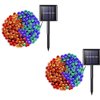 amadecohome 2 Pack Solar String Lights, 8 Modes Outdoor 42ft 100LED Waterproof Lights for Garden, Tree, Yard, Christmas, Wedding, Party (Multicolor)