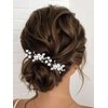 Heread Flower Bride Wedding Hair Pins Silver Crystal Bridal Hair Pieces Leaf Hair Accessories for Women and Girls(Pack of 2)