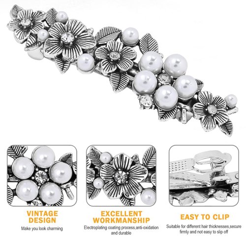Hair clips, Vintage Metal Hair Barrettes, Decorative Hair Clips French Barrettes, Hair Pins Hair Accessories for Women Girls (Sliver2)