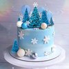 Snowflake Cake Toppers with Blue Ball Cake Decoration for Wedding Cake Decoration Birthday Party Christmas Themed Party Supplies