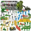 TikOnsYol 100 Pcs Army Men Toys for Boys with Map in Bucket World War II WW2 Green Gray Plastic Army Men Military Guy Toy Soldier Action Figures Battlefield Playset and Accessories