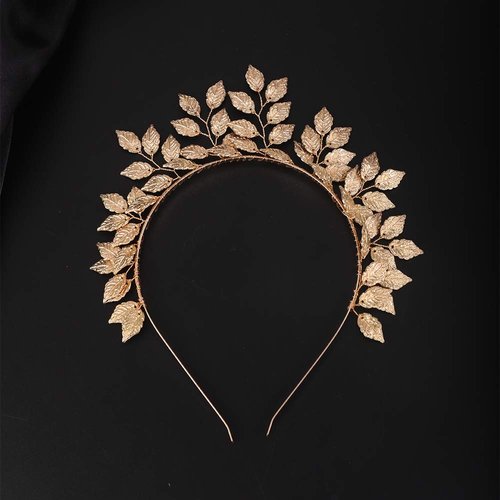 YERTTER Wedding Gold Leaf Tiara Hair Crown Handmade Bride Hair Band Bridal Greek Goddess Leaves Head Pieces for Wedding Prom Brithday Party