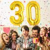 40 Inch Gold 30 Number Balloons, Jumbo Foil Helium Balloons for 30th Birthday Party Decorations Supplies / 30th Anniversary Event