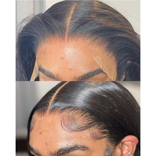KRN 13x4 HD Lace Frontal, 0.11mm Ultra-thin Invisible HD Lace Frontal Human Hair Skinlike Ear To Ear HD Frontal Closure with Baby Hair Brazilian Straight Human Hair Extensions 12 Inch