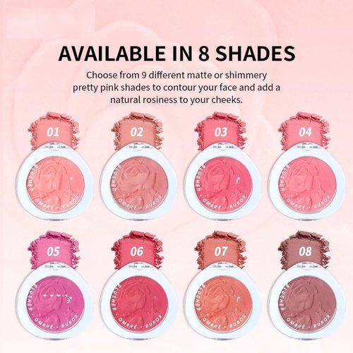 MAEPEOR Matte Face Blush 8 Colors Lightweight Natural Look Face Blush Long-Lasting and Highly Pigmented Powder Blush for Cheeks (Color 03)