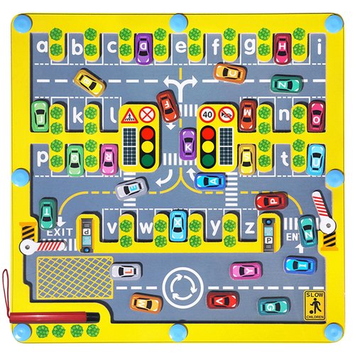 Intsinzi Magnetic Alphabet Maze Letter Puzzle,Montessori Fine Motor Skills Learning Toys for 3 4 5 Years Old Boys and Girls,Alphabet Car Maze Preschool Learning Activities Toy Gifts for Toddlers