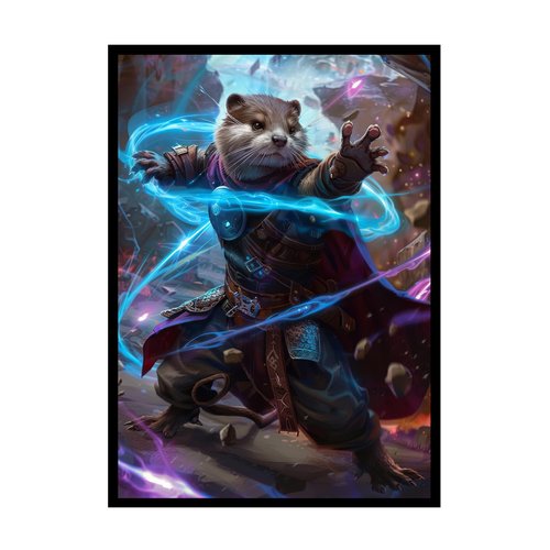 Katomula 100 PCS MTG Card Sleeves with 100 PCS Perfect Fit Sleeves, Art Matte Card Sleeves with Inner Sleeves - Fit Standard Size Cards - Ferret Sorcerer