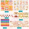 110PCS Groovy Boho Party Favors Groovy Coloring Books and Eight Color Crayons Funny Keychains Paper Glasses Stickers For Kids