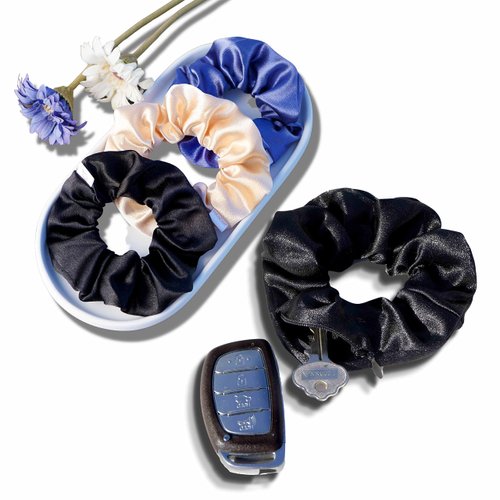 Smunchys Satin Scrunchie with Hidden Zipper Pocket, 3 Count (Assorted) - Perfect for Women with Curly, Straight, Thick, or Thin Hair, Stocking Stuffers, Holiday Gifts, Birthday Gifts, Bridal Gifts