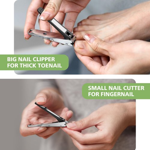 BALUCA Nail Clipper with Catcher, No Mess Anti Splash Fingernail Toenail Clipper, Stainless Steel Nail Cutter Nail Trimmer for Men and Women - 2 Pack