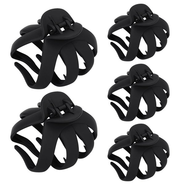 5pcs Big Claw Octopus Hair Clips，Claw Clips for Women and Girls，Clips for Thick and Medium Hair， Daily Hairstyle Accessories，Neutral Jaw Strong Hold Jumbo Hair Clips.