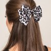 Whaline Set of 2 Hand-Made Leopard Print Hair Accessories: Big Bowknot Hairpins and Metal Barrettes for Women (Dark & Light Leopard Shades)