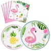 WERNNSAI Flamingo Party Supplies - Luau Disposable Summer Hawaiian Themed Tableware Set for Girl Kids Birthday Dinner Dessert Plates and Napkins Serves 16 Guests 48PCS