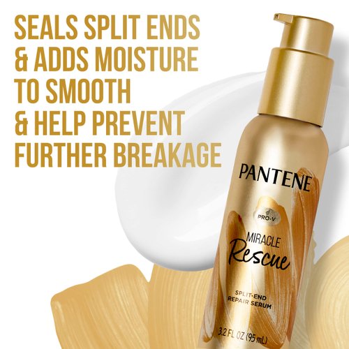 Pantene Hair Serum, Split Ends Hair Treatment, Hair Serum for Frizzy and Damaged Hair, Miracle Rescue, 3.2 oz