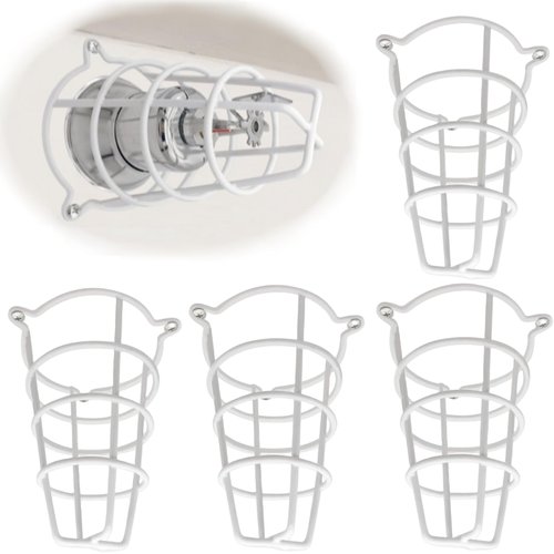 Happy Tree (4 Pack) White Fire Sprinkler Head Guard Cover for Both 1/2" & 3/4" Sprinkler Head 6" Deep Cage
