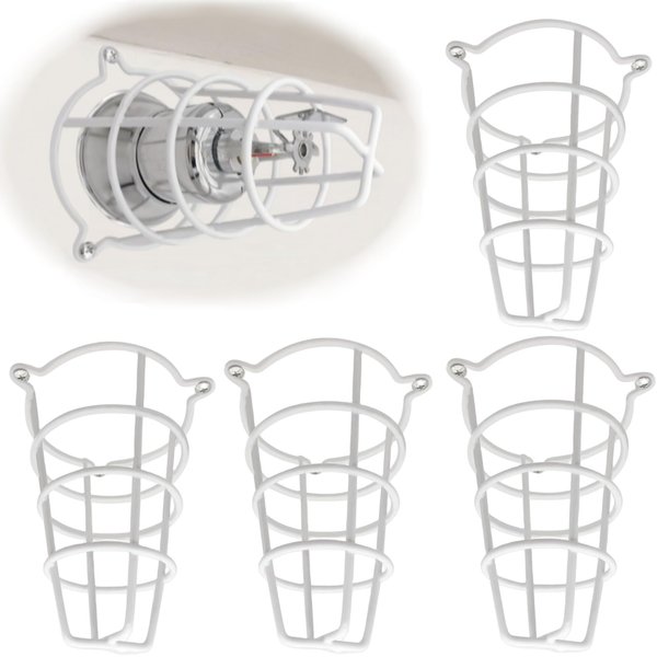 Happy Tree (4 Pack) White Fire Sprinkler Head Guard Cover for Both 1/2" & 3/4" Sprinkler Head 6" Deep Cage