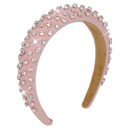 Ondder Rhinestone Pink Headbands for Women Assorted Padded Girls Headbands Fashion Women Hair Head Bands Solid Color Wide Turban Headbands Diademas Para Mujer De Moda Hair Accessories for Women Girls