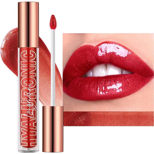 Maxzitank Cherry Red Lip Gloss Lip Plumper Gloss Tinted Glitter Lipgloss Lip Oil Teens Moisturizing High Shine And Vegan Plumping Lip Gloss For Women Girls Long-Lasting Dry Lip Care (06# Cherry Red)
