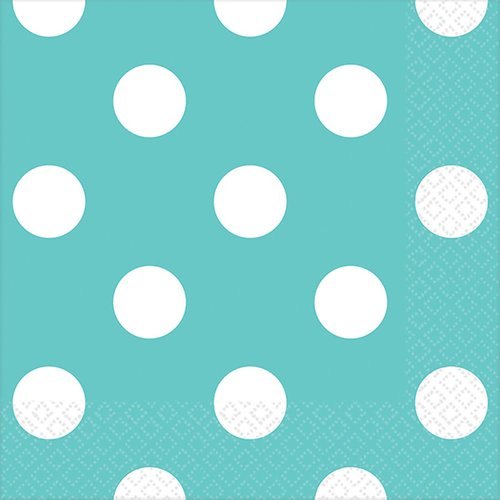 Amscan Disposable, Dots Beverage Napkins, Robin's-Egg Blue Party Supplies, 16 pieces