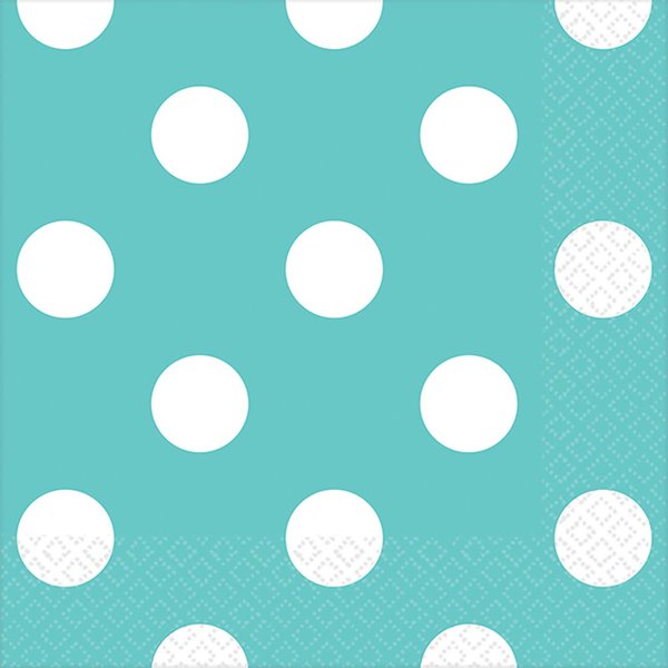 Amscan Disposable, Dots Beverage Napkins, Robin's-Egg Blue Party Supplies, 16 pieces