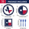 gisgfim 96Pcs Texas State Flag Party Supplies Paper Plates Napkins Texas State Theme Party Tableware Set Texas State National Party Decorations Favors for Family Gathering Dining Serves 24